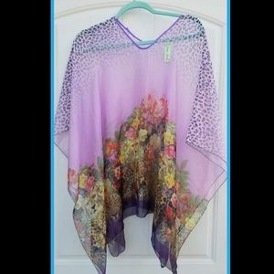 Purple Leopard Print Poncho